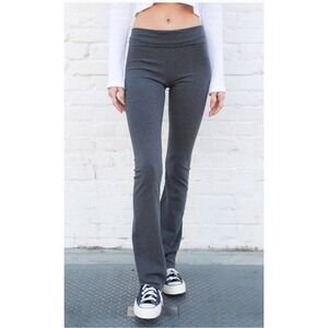 Brandy Melville Yoga Pants Womens Foldover Waist One Size Grey Cotton Flare Y2K